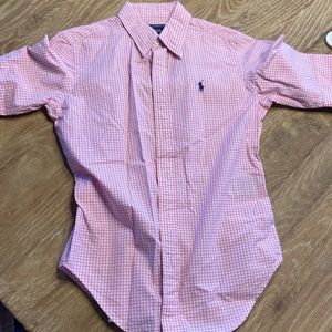 Polo Ralph Lauren short  sleeves button down shirt size 4 pink/white